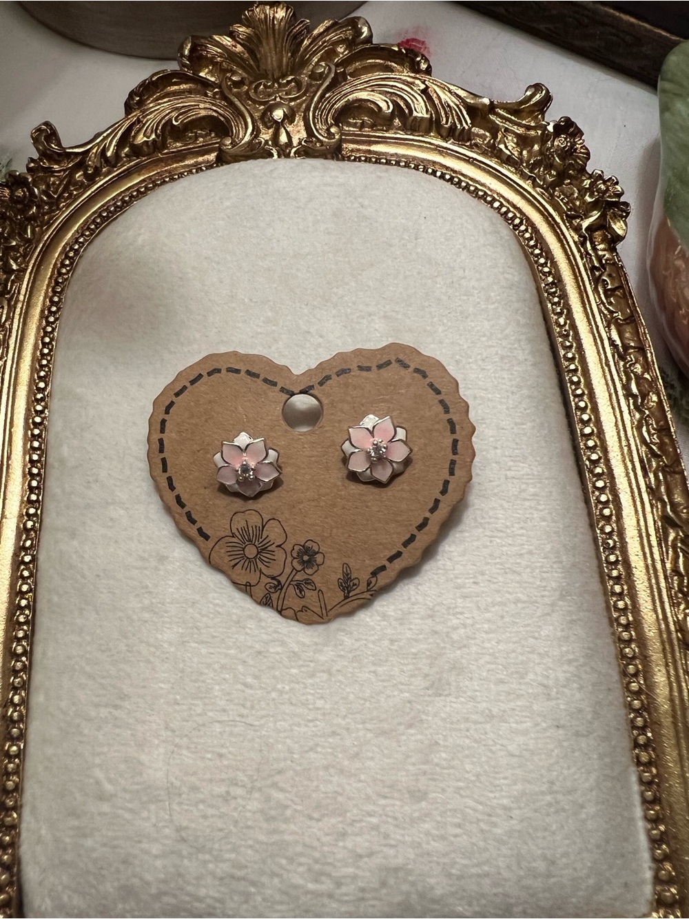 Pink Floral Stud Earrings